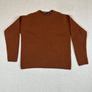 Brandini Italian Merino Wool Sweater Women Large Brown Ribbed Knit Made In Italy